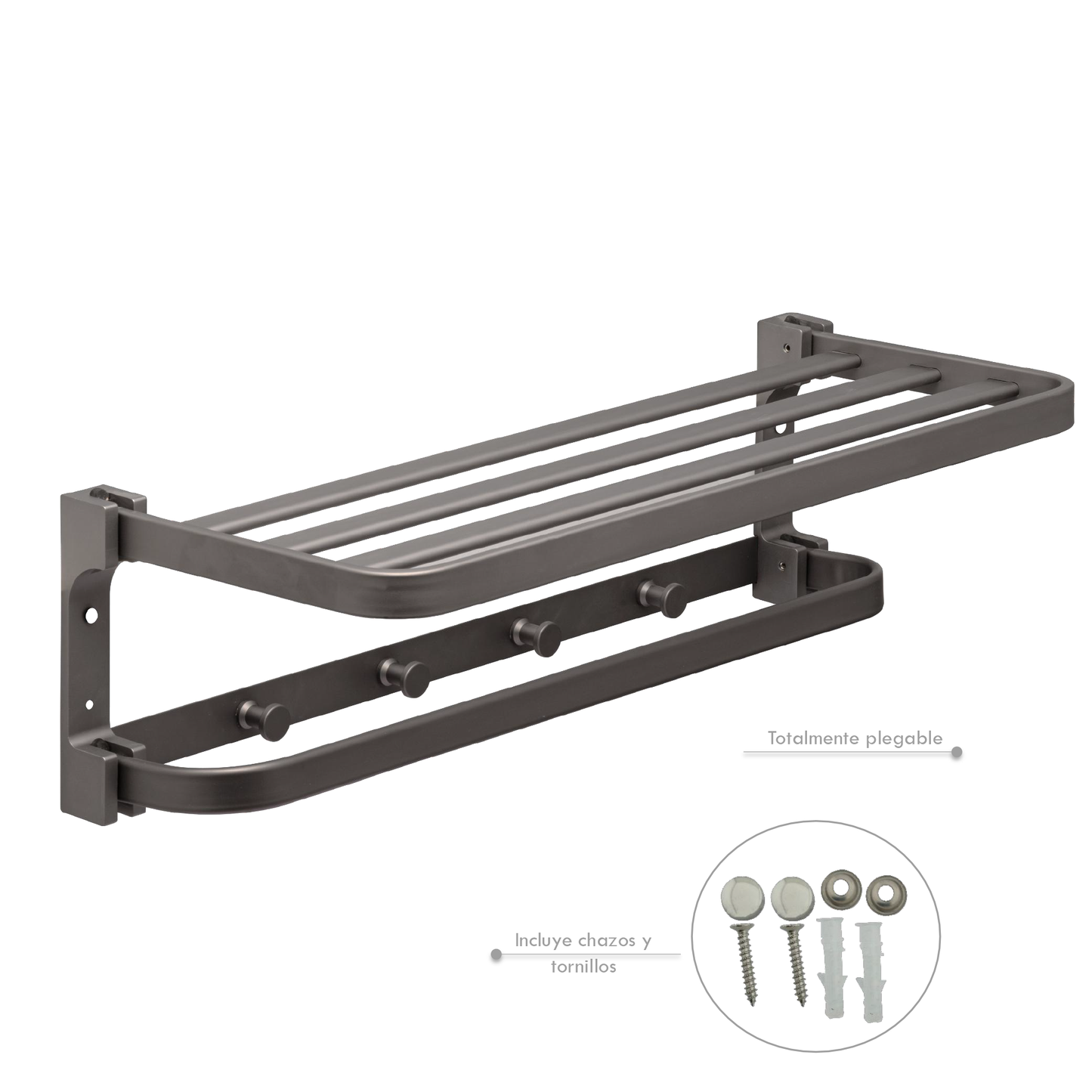 Toallero Hotelero para Baño en Aluminio Gris