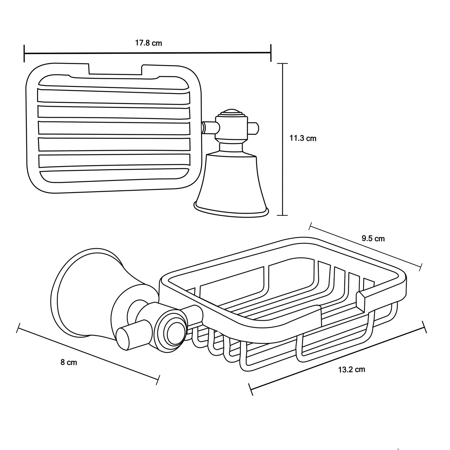Jabonera Canastilla para Baño en Aluminio Negro Mate Turm