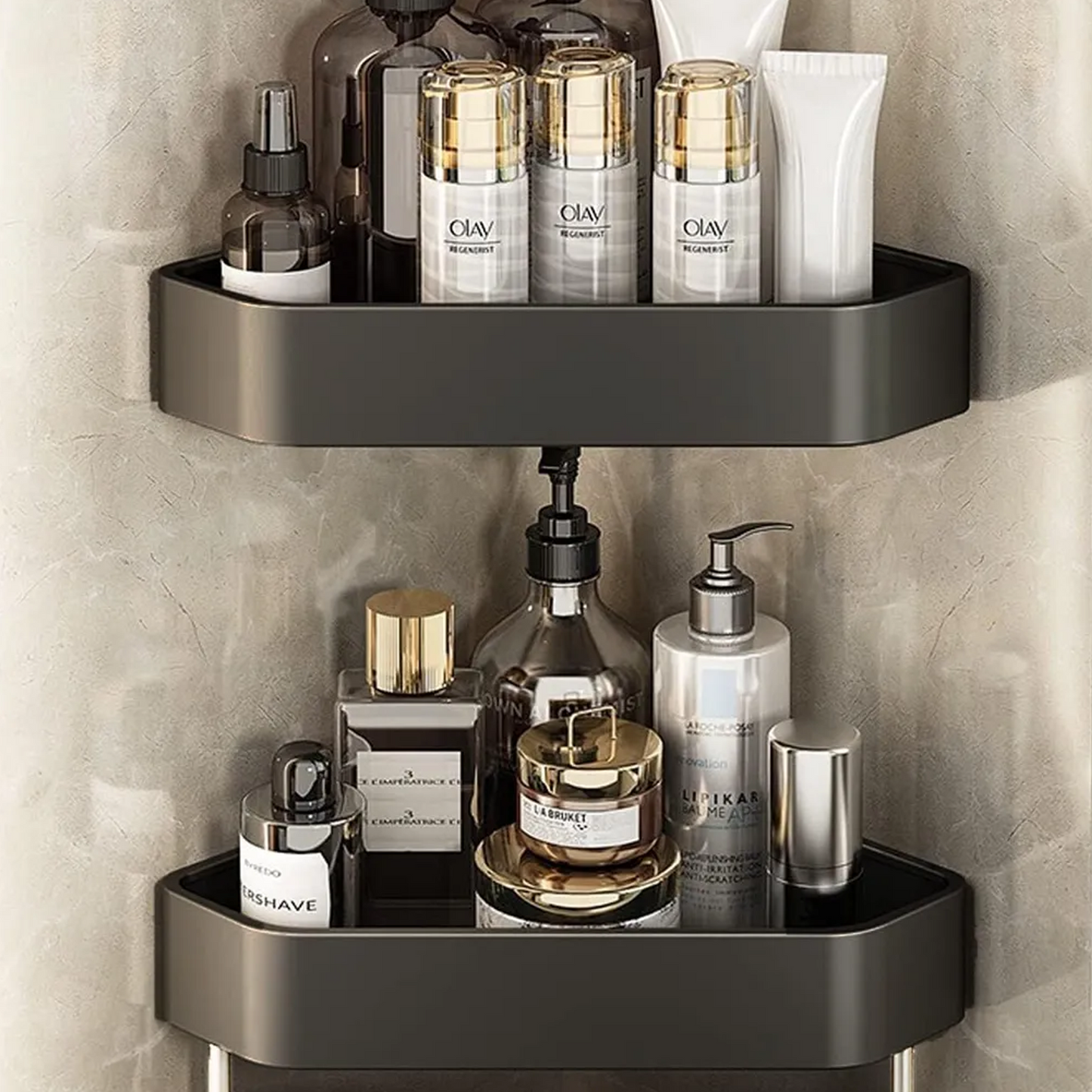 Repisa Esquinera para Baño Gris Aluminio Moderna