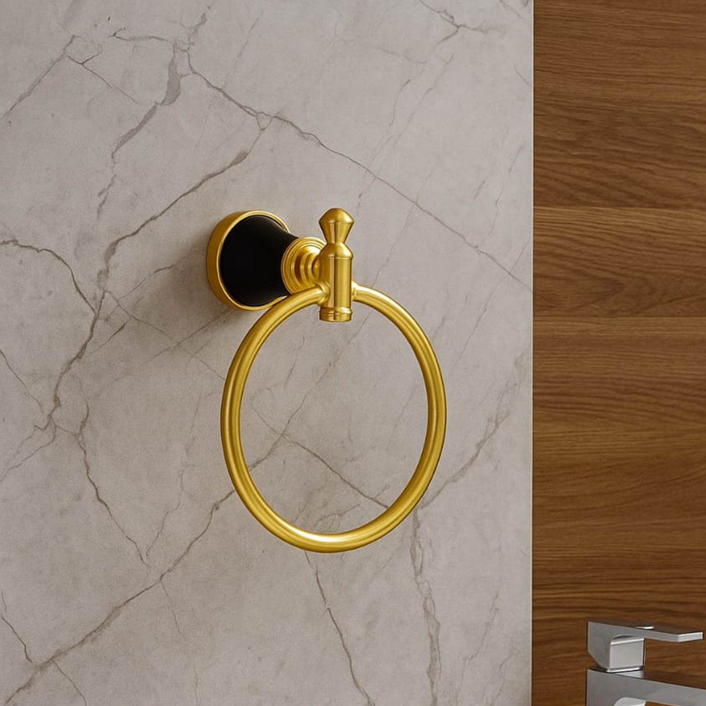 Toallero Aro para Baño Aluminio Dorado Diamante
