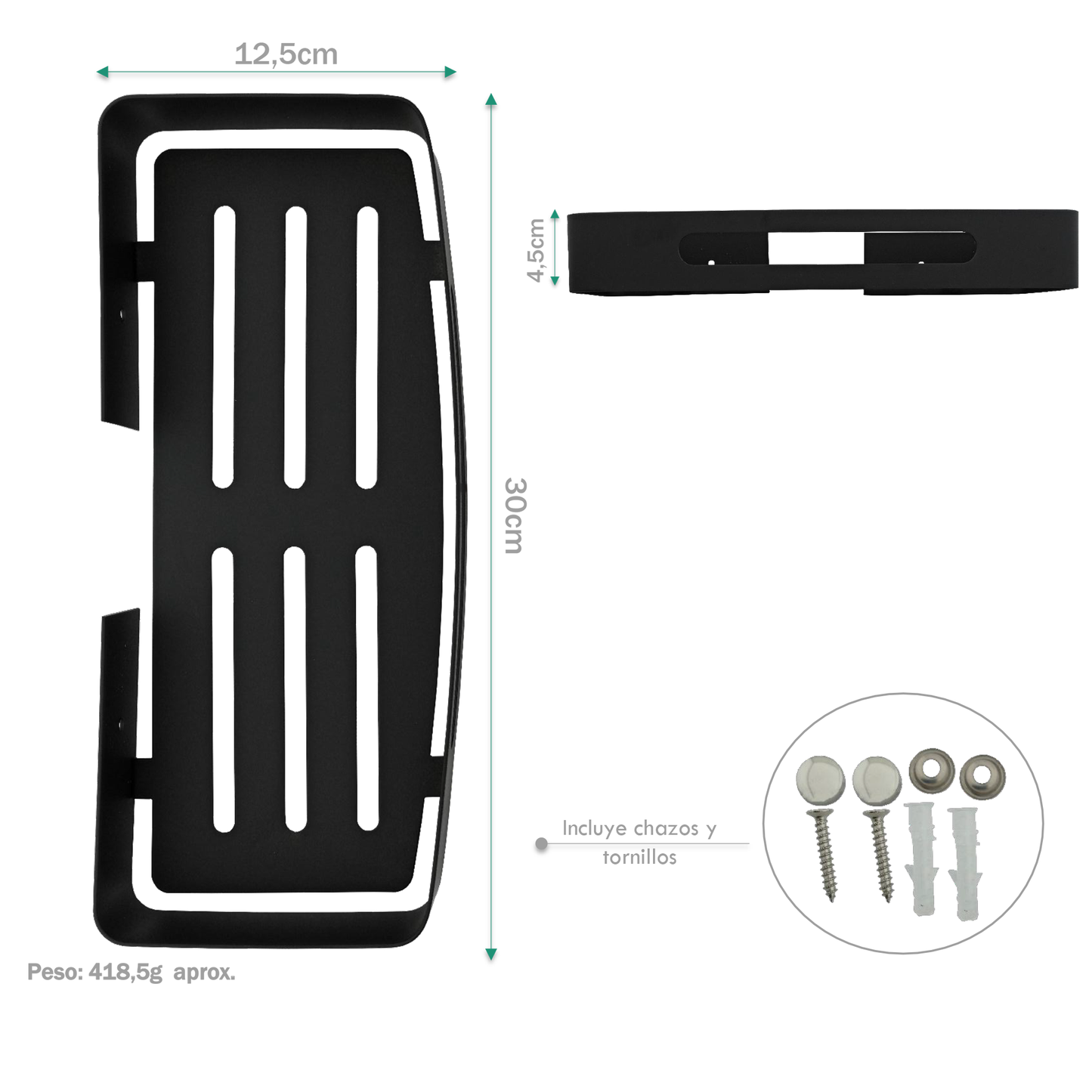 Repisa Canastilla para Baño Negro Mate