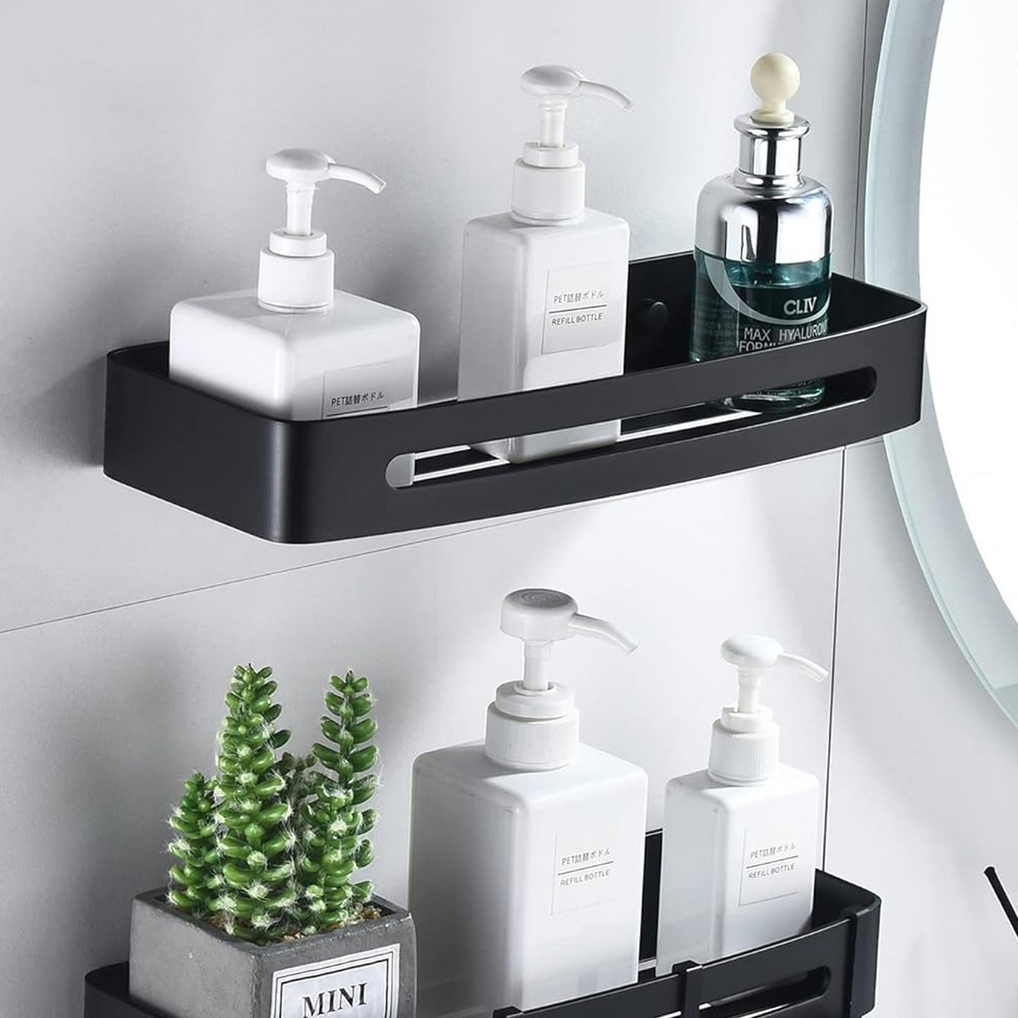 Repisa Canastilla para Baño Negro Mate
