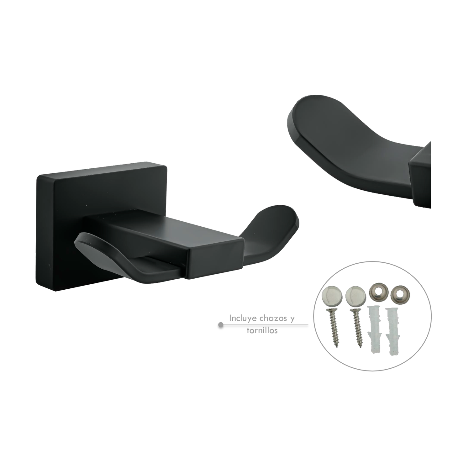 Perchero Para Baño en Aluminio Negro Mate Perla