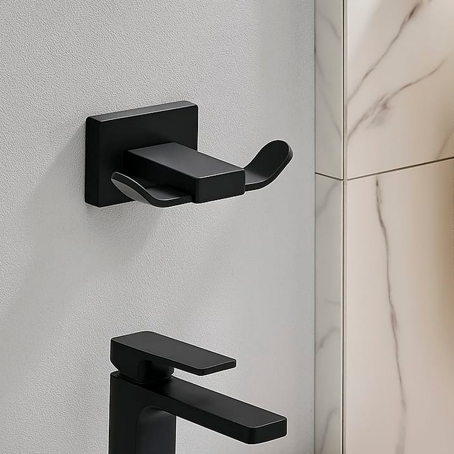 Perchero Para Baño en Aluminio Negro Mate Perla