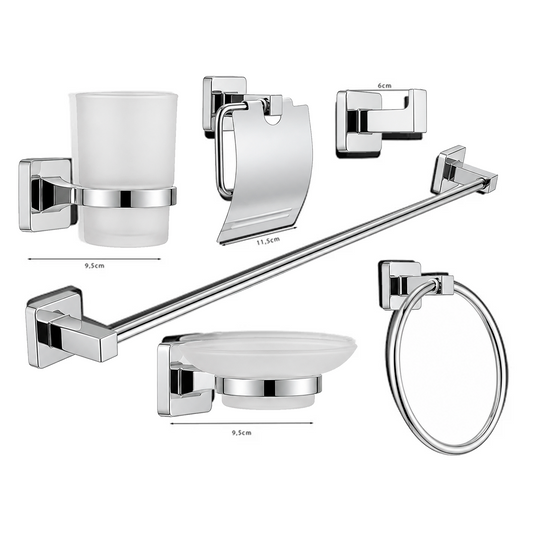 Juego de Accesorios de Baño X6 Piezas Cromada