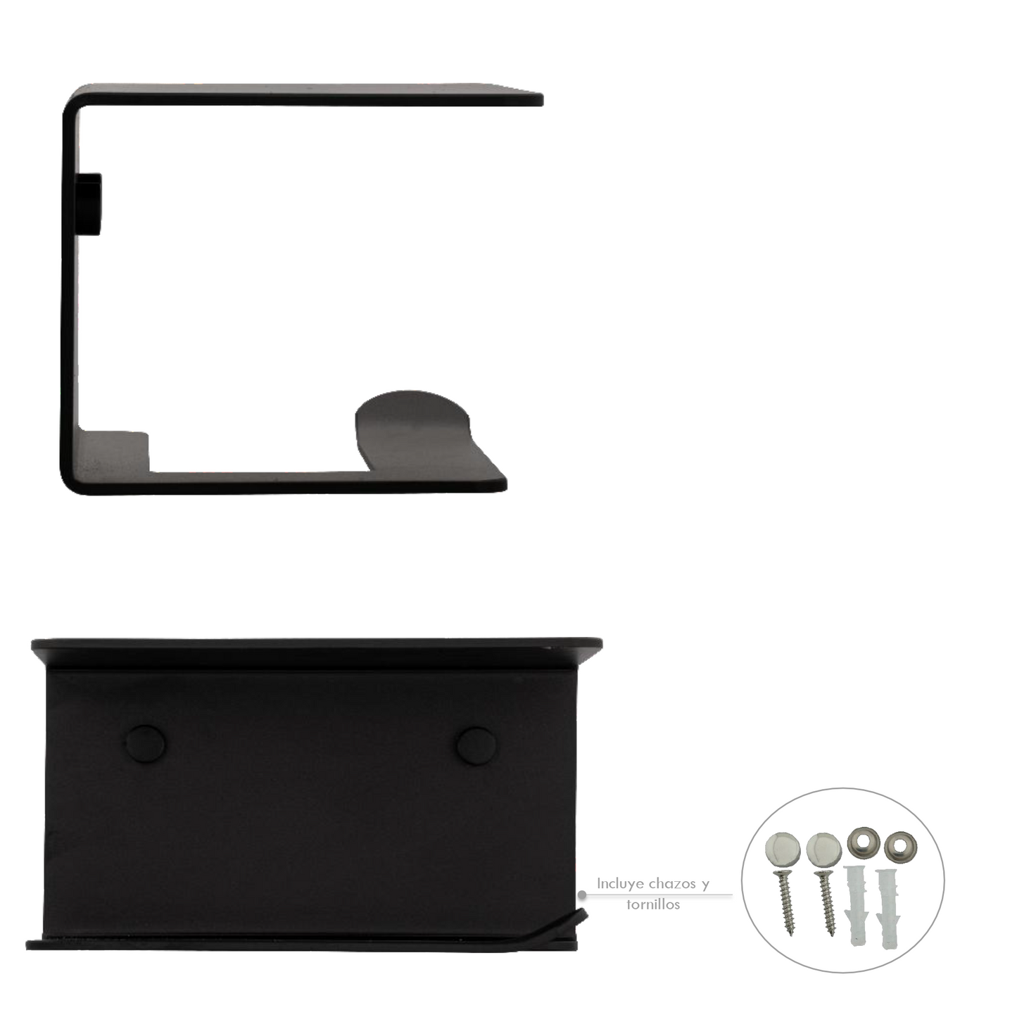 Portarrollo para Baño con Repisa Aluminio Negro Mate