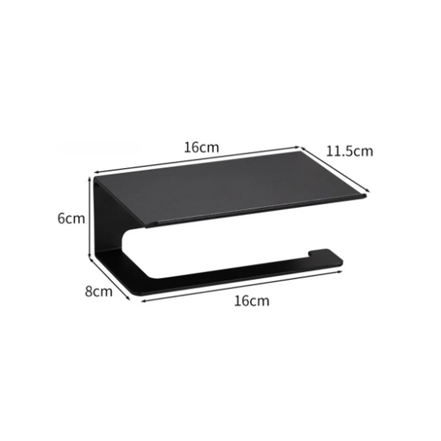 Portarrollo para Baño con Repisa Aluminio Negro Mate