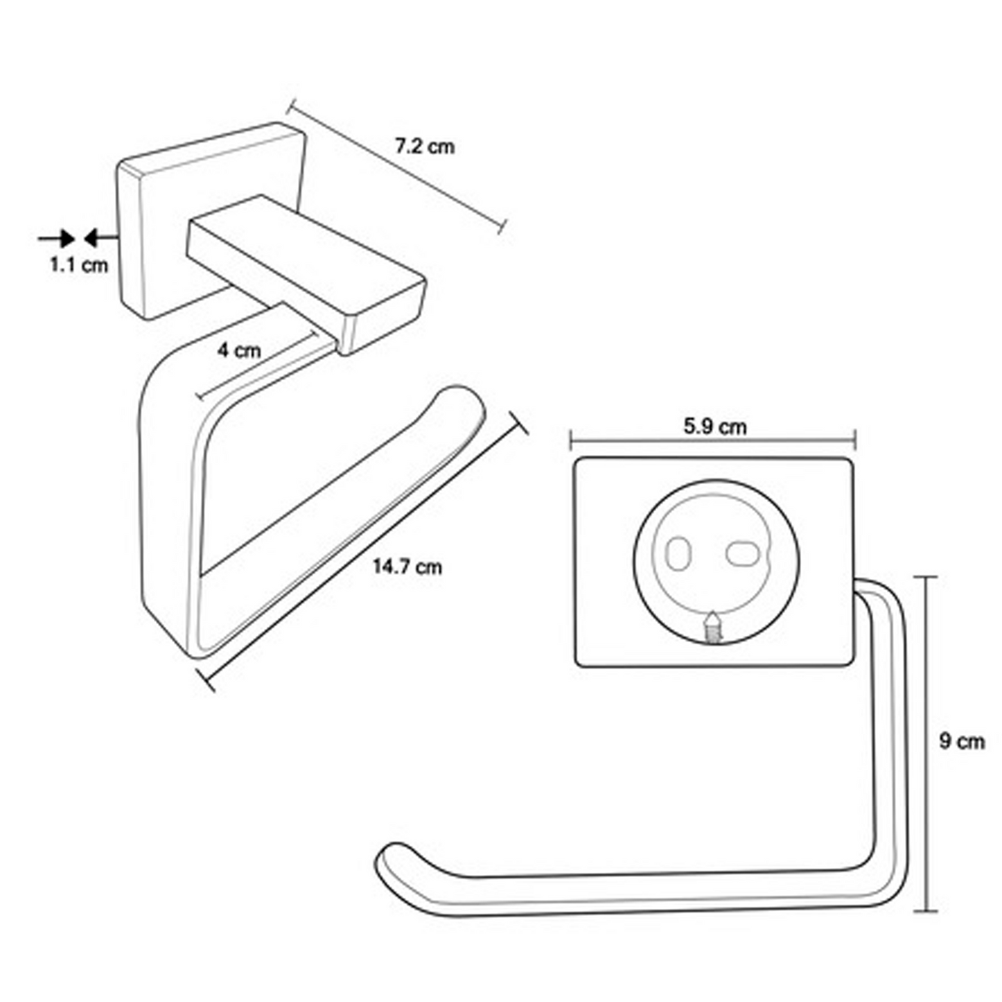 Portarrollo para Baño en Aluminio Negro Mate Perla