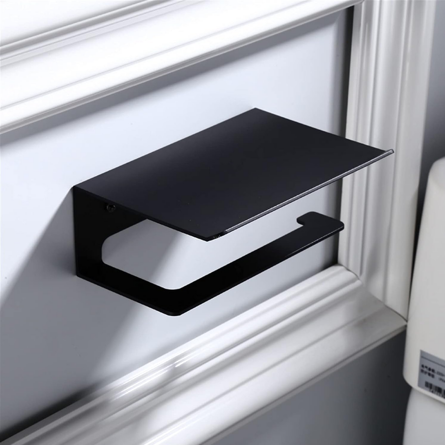 Portarrollo para Baño con Repisa Aluminio Negro Mate