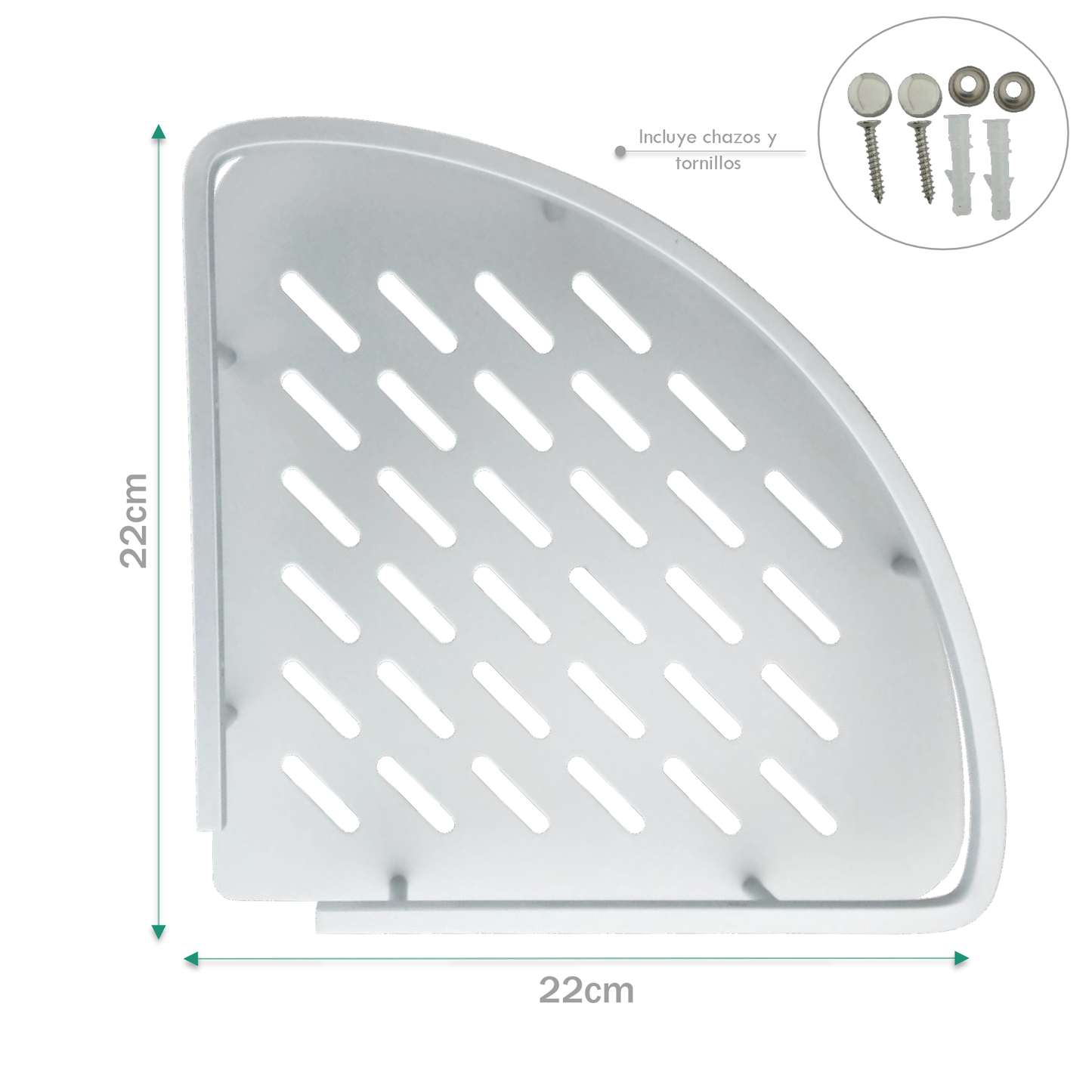 Repisa Esquinera para Baño Silver Aluminio