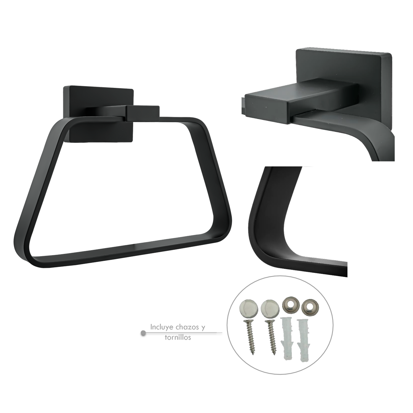 Toallero Aro Para Baño Aluminio Negro Mate Perla