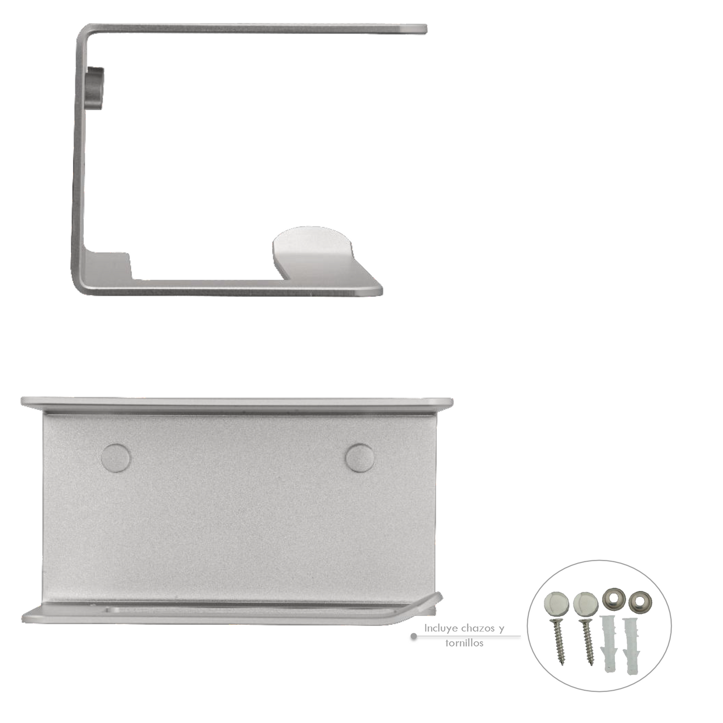 Portarrollo para Baño con Repisa Aluminio Plateada