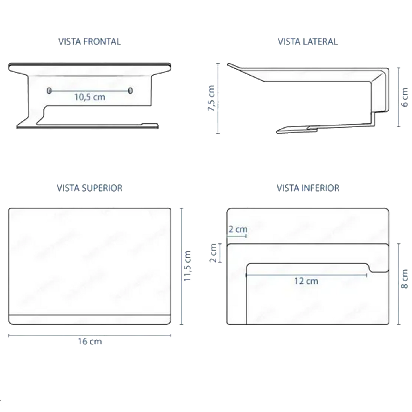Portarrollo para Baño con Repisa Aluminio Plateada