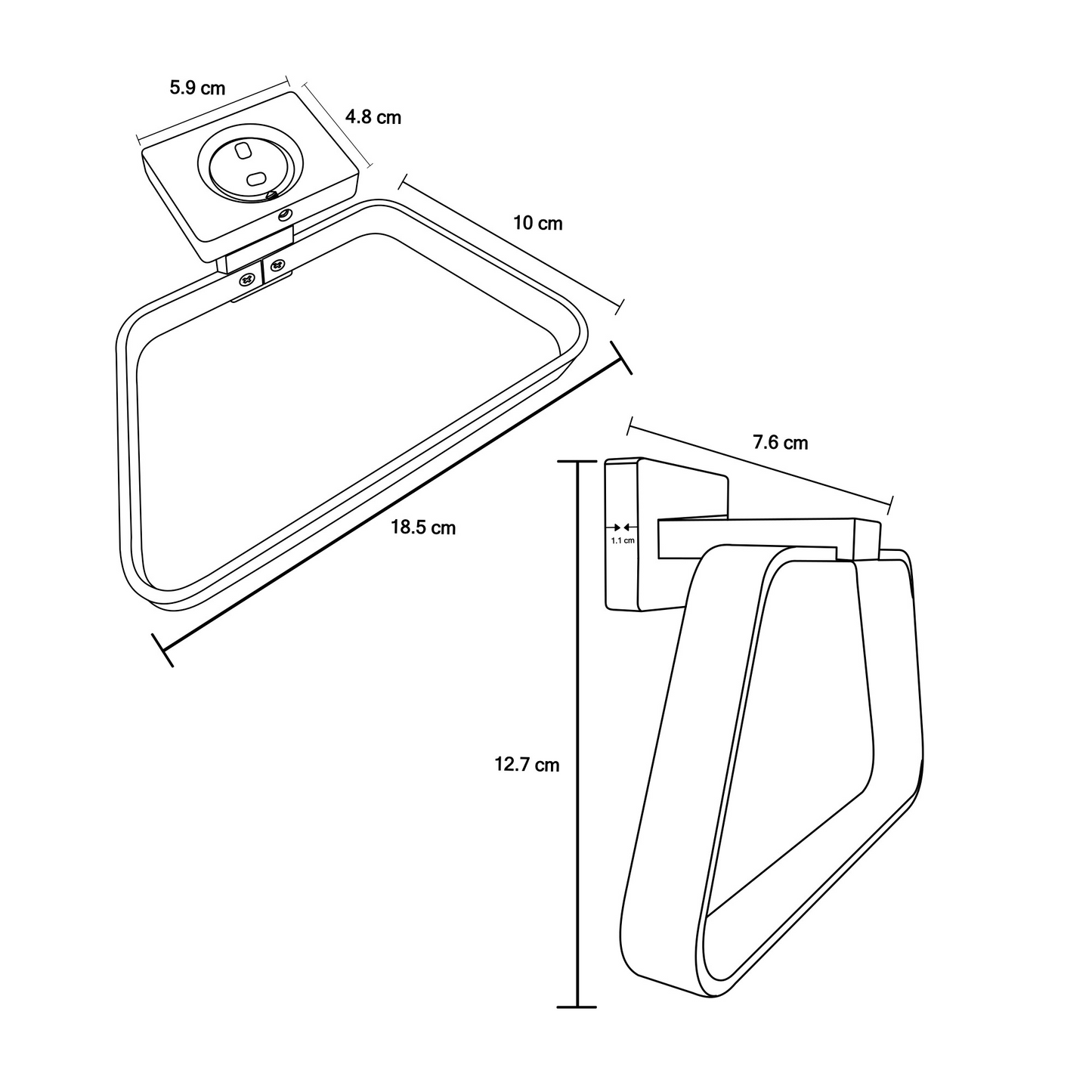 Toallero Aro Para Baño Aluminio Negro Mate Perla