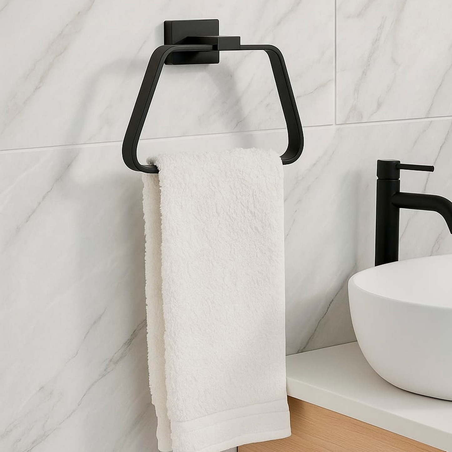 Toallero Aro Para Baño Aluminio Negro Mate Perla