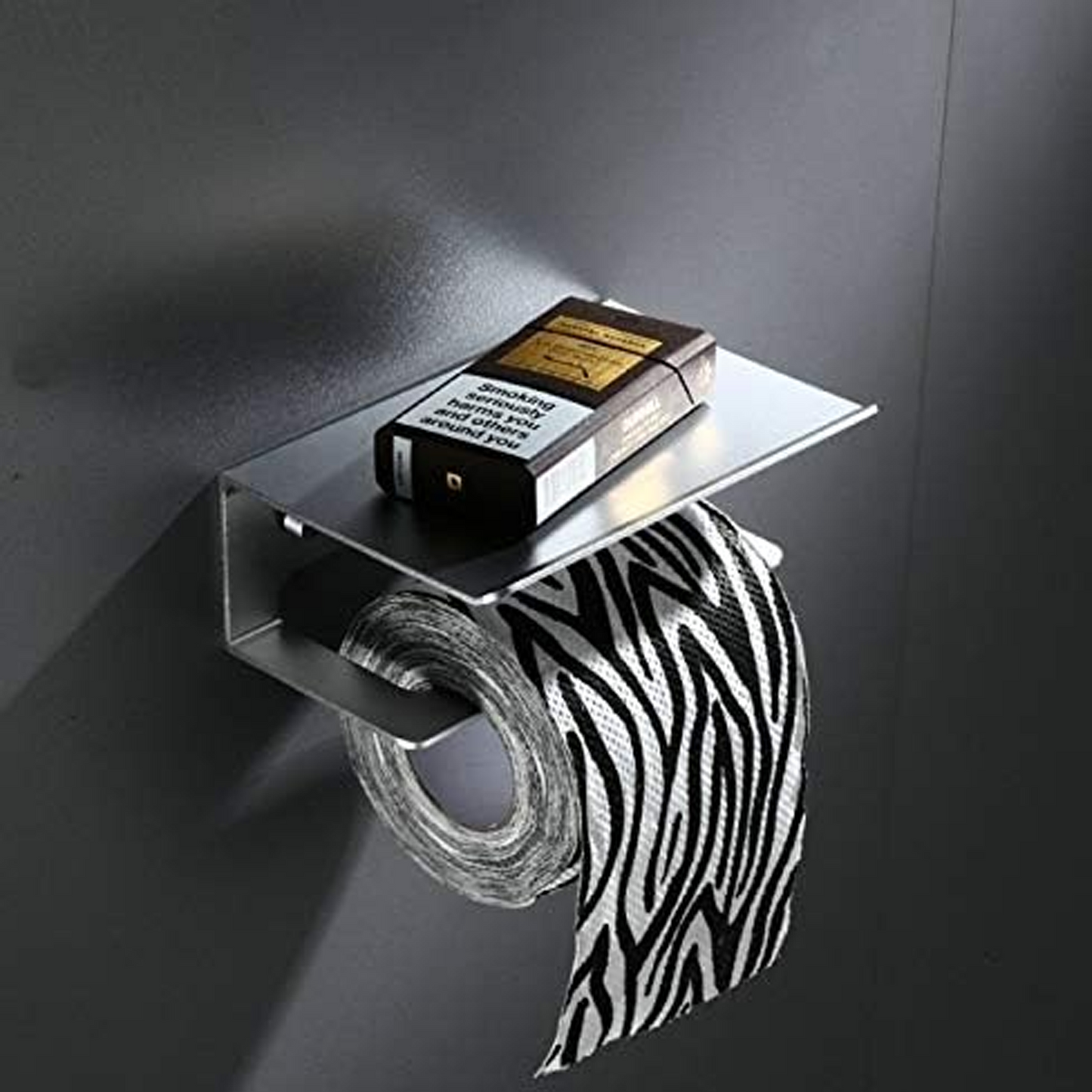 Portarrollo para Baño con Repisa Aluminio Plateada