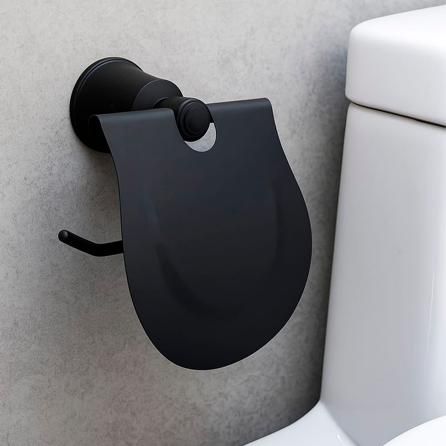 Portarrollo para Baño con Tapa Negro Mate Aluminio Turm