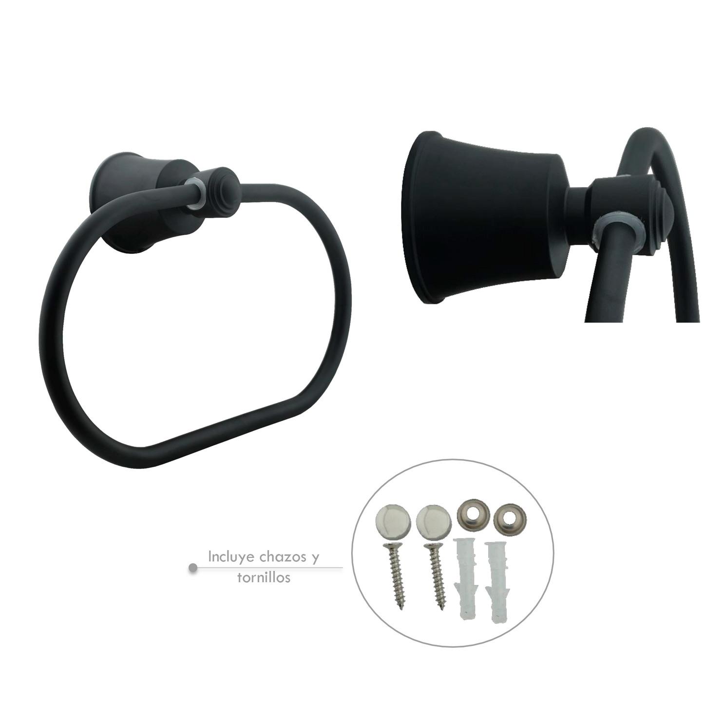 Toallero Aro Para Baño Aluminio Negro Mate Turmalina