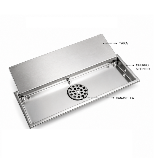 Rejilla de Piso Invisible 20*10cm Antiolor Plateado