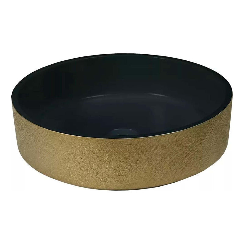 Lavamanos Redondo Negro/dorado 36x36cm