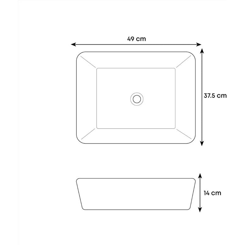 Lavamanos Rectangular De Sobreponer Blanco 48*37cm