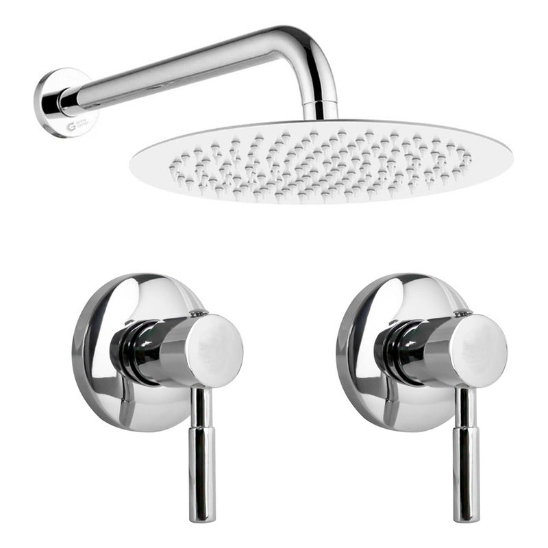 Kit Ducha Redonda 20cm+tubo+mezclador Ducha + Manijas Yw