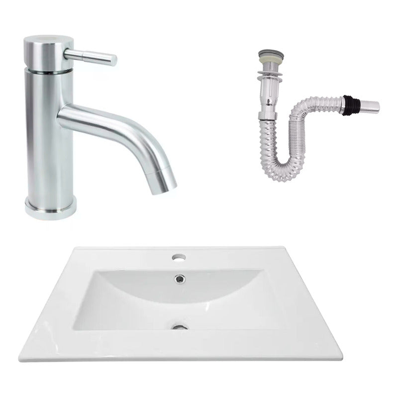 Kit Placa Lavamanos 61*40cm+griferia Monocontrol+push Flex30