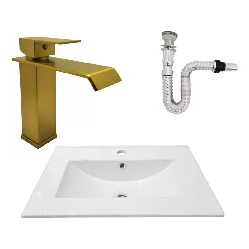 Kit Placa Lavamanos 61*40cm+griferia Monocontrol+push Flex16