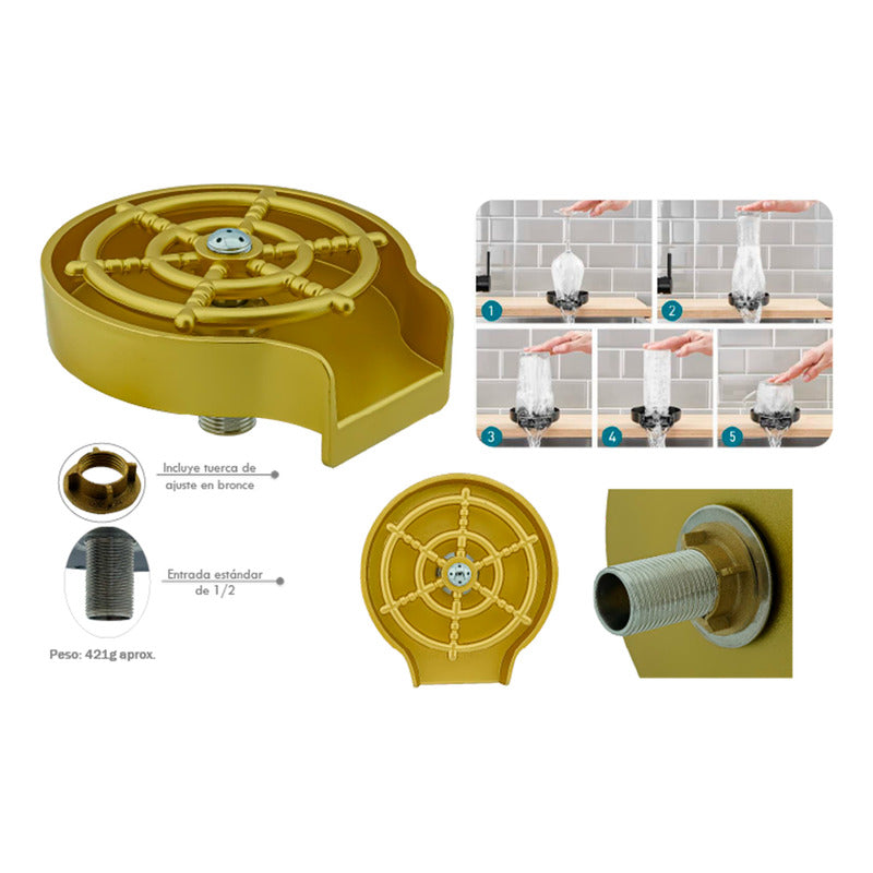 Lavador De Vasos De Lavaplatos Automático Dorado (abs)