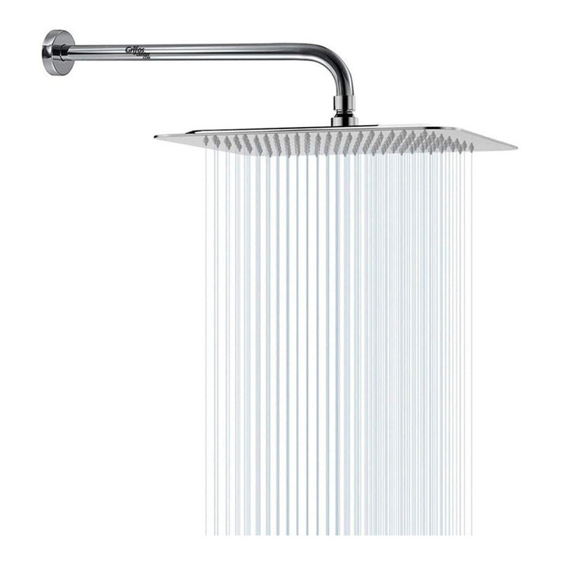 Regadera Ducha Acero Inoxidable Cuadrada 15cm -incluye Tubo Color Plateado
