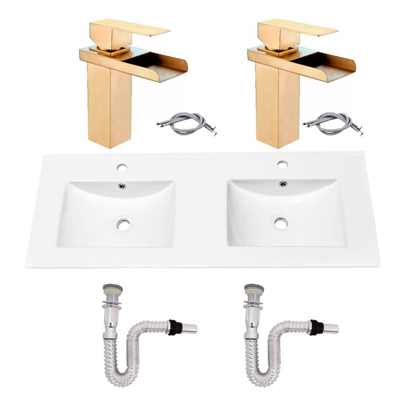 Kit Placa Doble Lavam.121*46.5cm+griferia Monoc+push Flex10