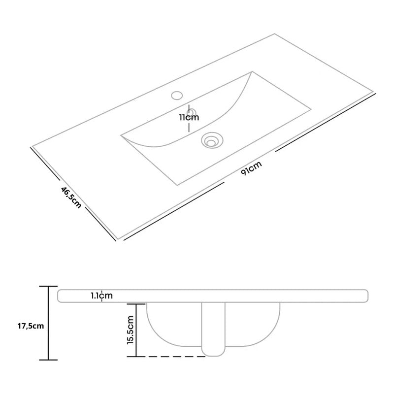 Kit Placa Lavamanos 91*46.5cm+griferia Agua Fria+push Flex.8
