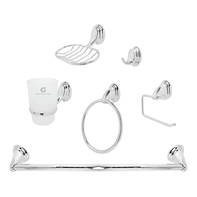 Juego De Accesorios Para Baño Cromado Ovalado X6 Piezas