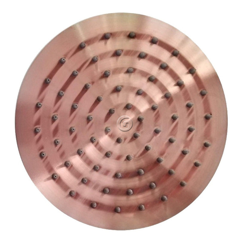 Ducha Circular 20cm Vintage Cobre Natural Con Tubo 40cm