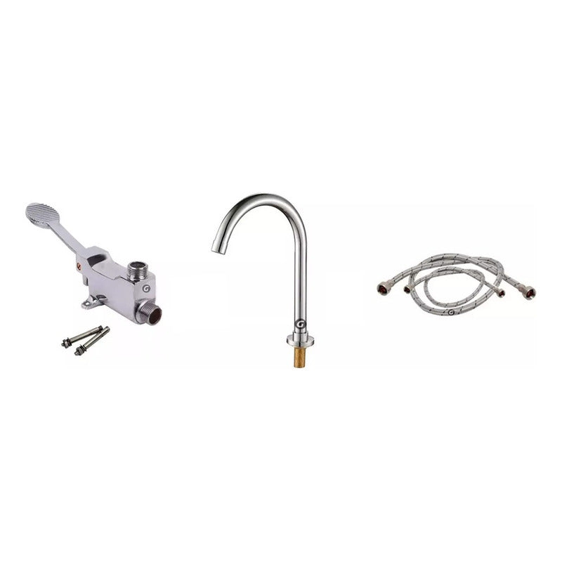 Kit Valvula De Pedal+cuello Giratorio+acoples Institucional