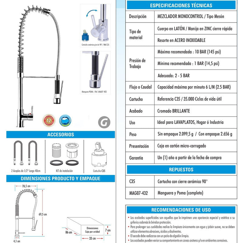 Mezclador Espiral Monocontrol Lavaplatos Industrial