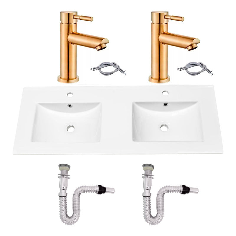 Kit Placa Doble Lavam.121*46.5cm+griferia Monoc+push Flex4