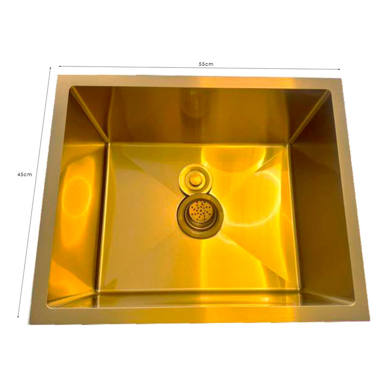 Lavaplatos En Acero Inoxidable Dorado 55*45cm + Accesorios