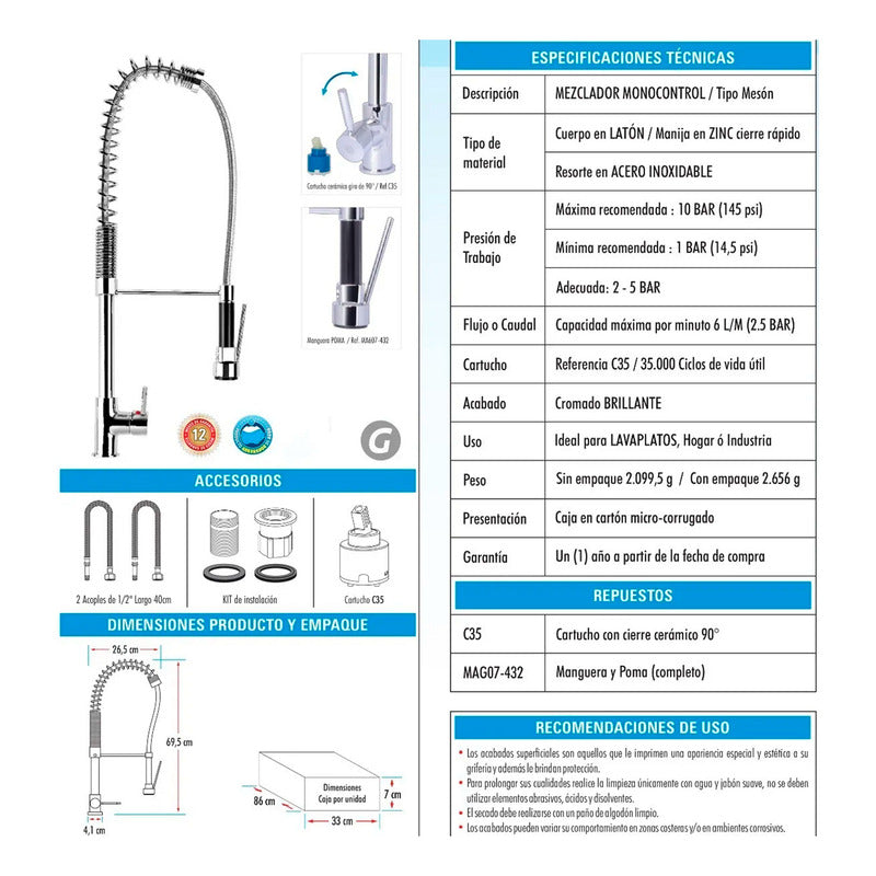 Combo Lavaplatos Doble 77*45cm+griferia Industry+accesorios
