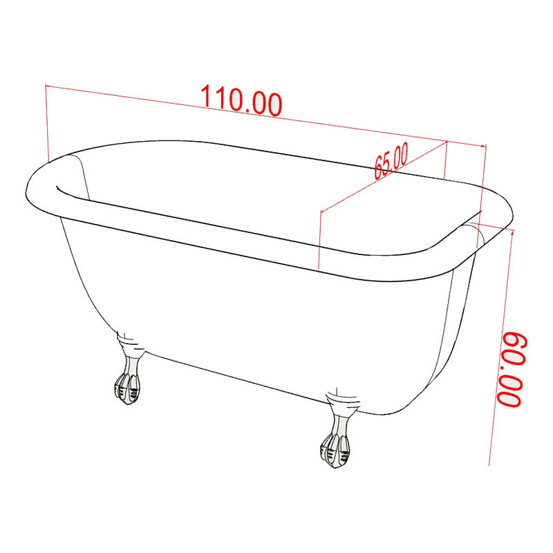 Tina Bañera Monaco Patas Fenix Vintage 1,10mt X 65 X 60cm