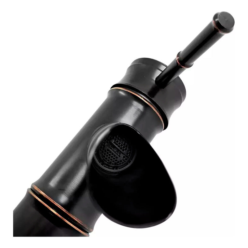 Mezclador Lavamanos Monocontrol Bamboo Negra Mate - Poste Al