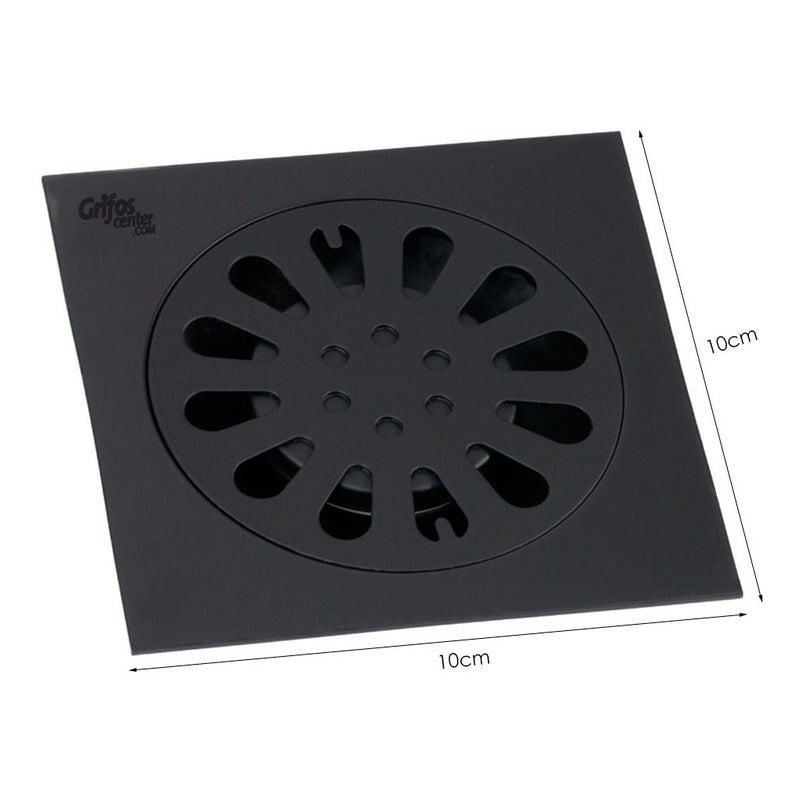 Rejilla De Piso Cuadrada Negro Mate Vintage 10x10cm