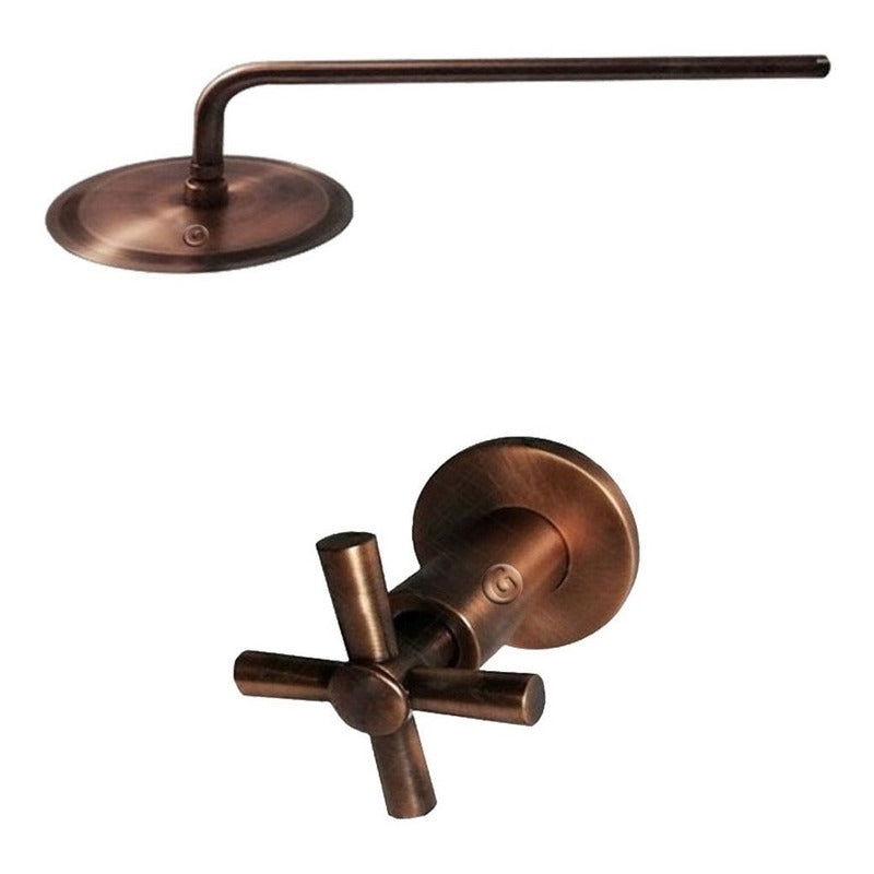 Mezclador Con Ducha En Cobre Antiguo