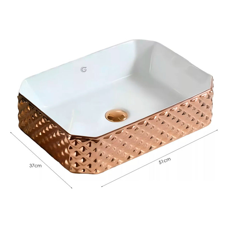 Lavamanos Rectangular De Sobreponer Dorado Vintage