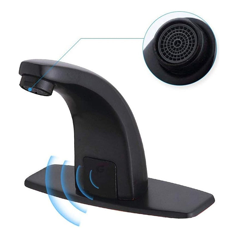 Grifería Llave Lavamanos Sensor Negro Mate
