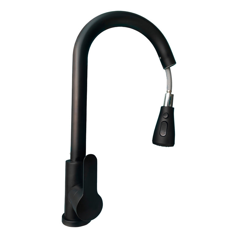 Griferia Lavaplatos Monocontrol Extraible Alto Negro