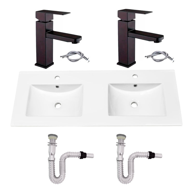 Kit Placa Doble Lavam.121*46.5cm+griferia Monoc+push Flex28