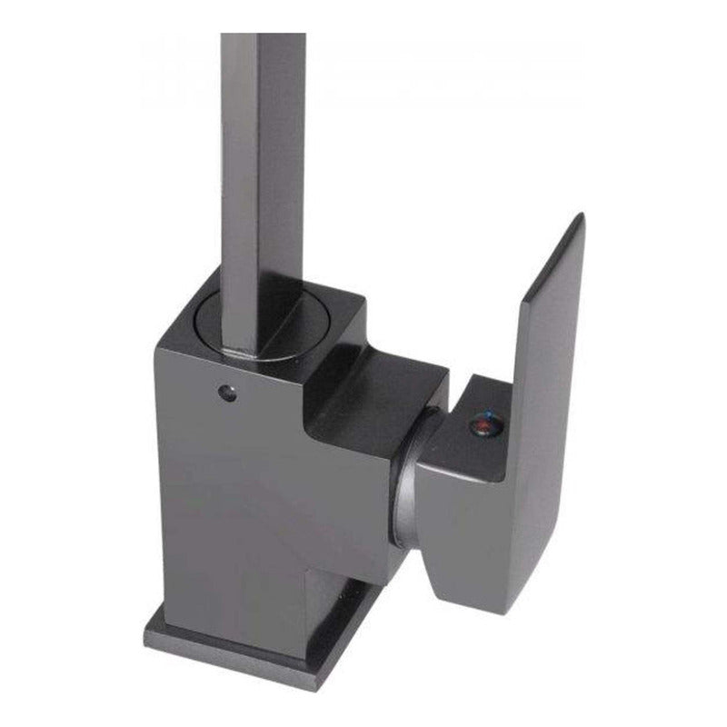 Grifería Monocontrol Lavaplatos Cuello En L Acero Inox. Gris