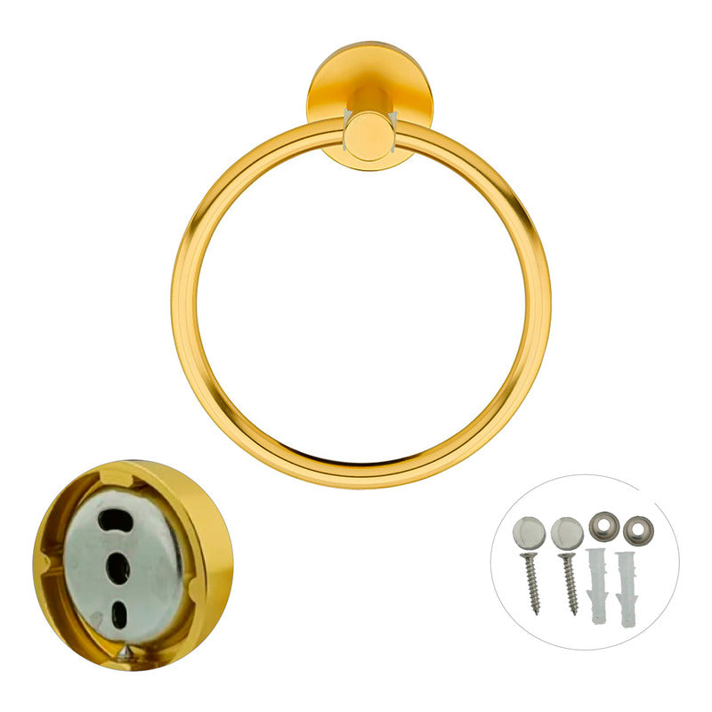 Toallero Aro Para Baño Aluminio Dorado Cepillado Jade