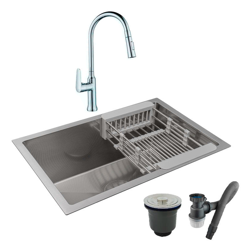 Combo Lavaplatos 60*40cm+grif.extraible Cromo+accesorios